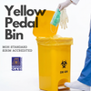 Tenacare PVC Yellow Pedal Bin | Hands-Free Biohazard Clinical Waste Dustbin