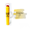 yellow biohazard sharps bin